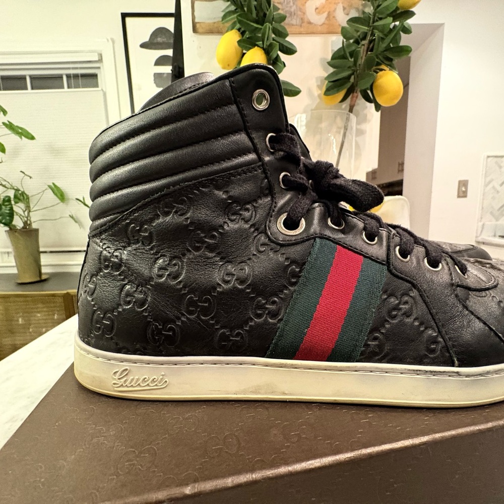 Gucci Guccissima Web Leather High-Top Sneaker w/Box! - Picture 3 of 8